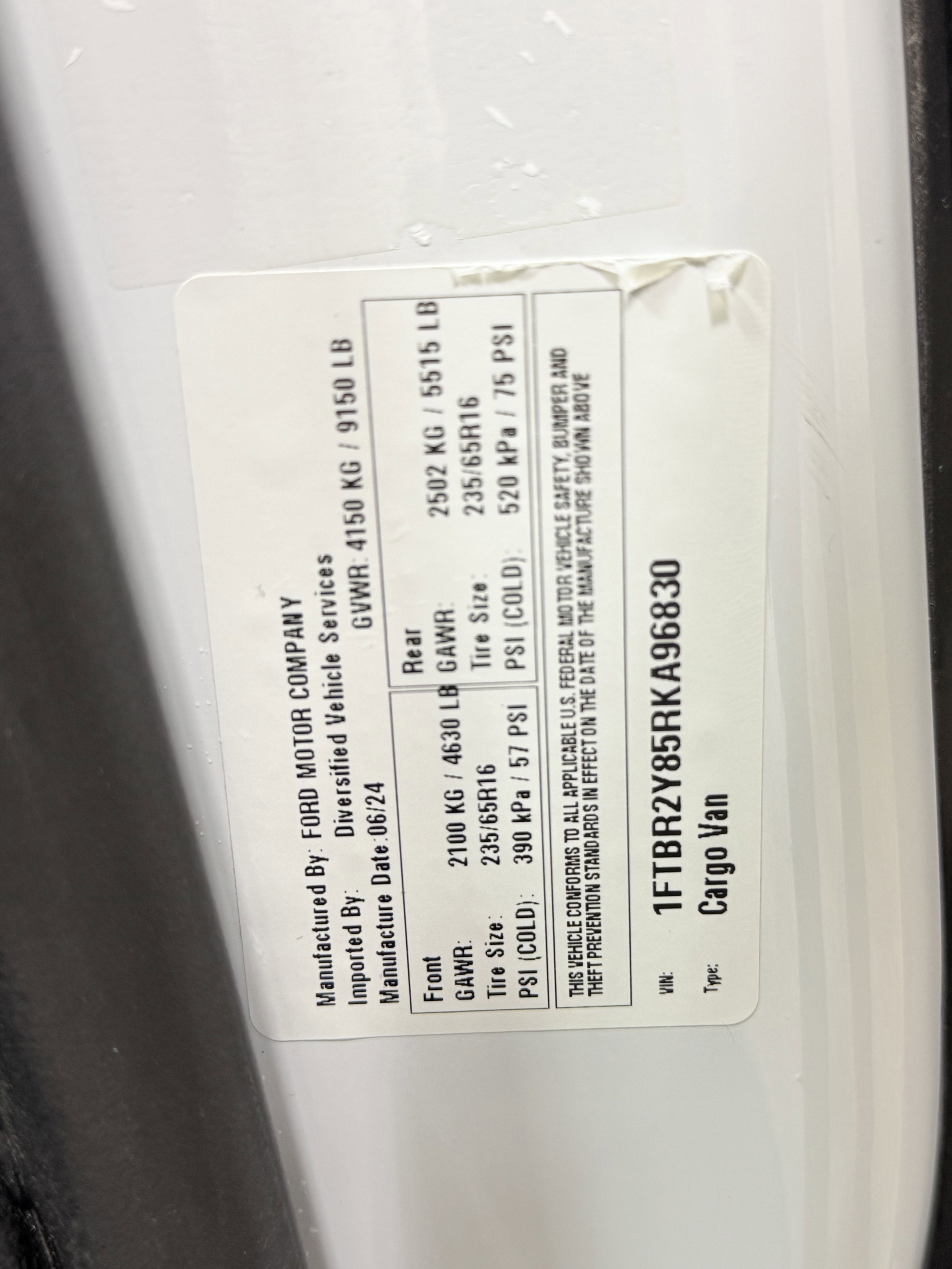 2024 Ford Transit Cargo Van T250