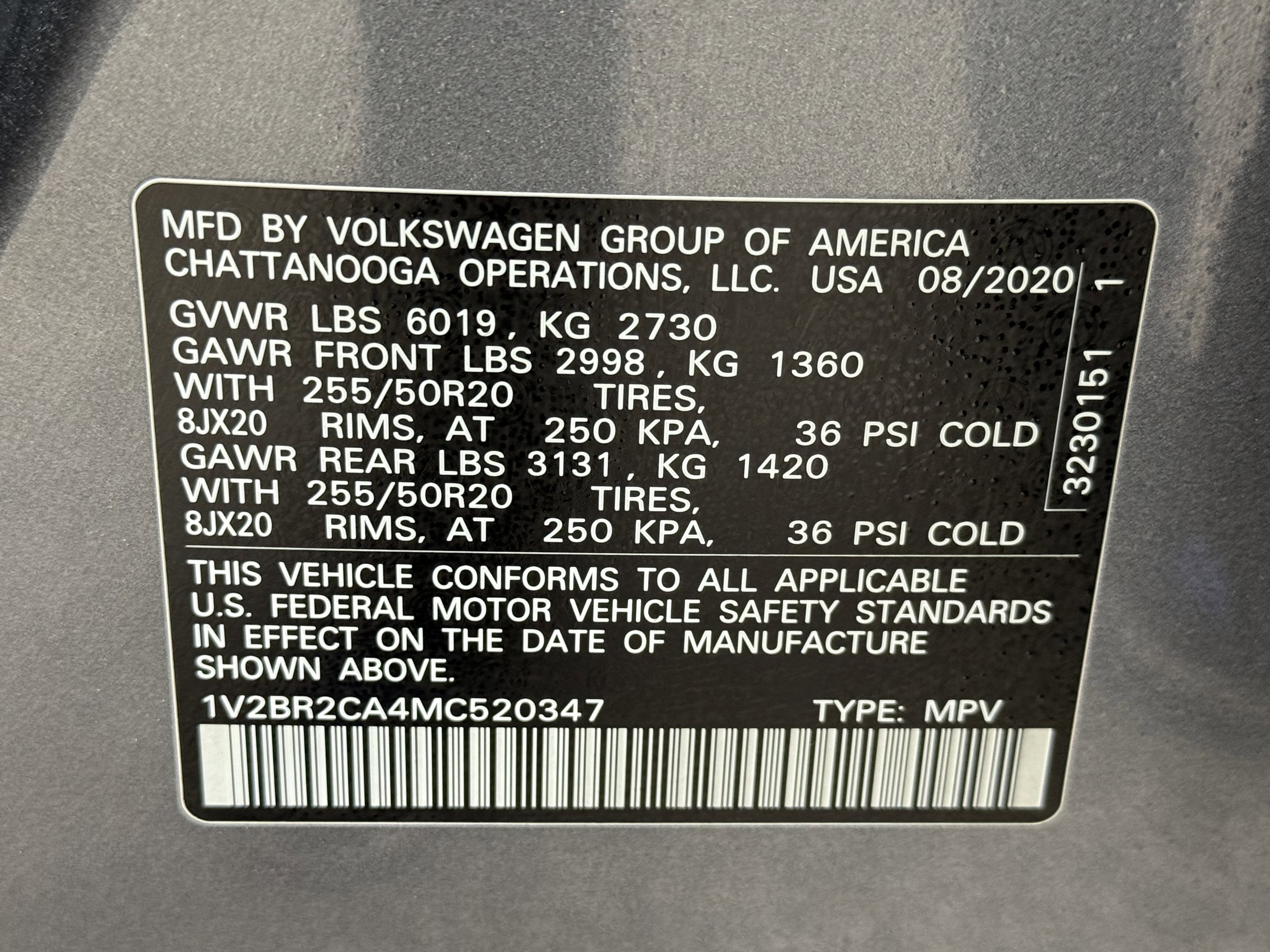 2021 Volkswagen Atlas 3.6L V6 SEL