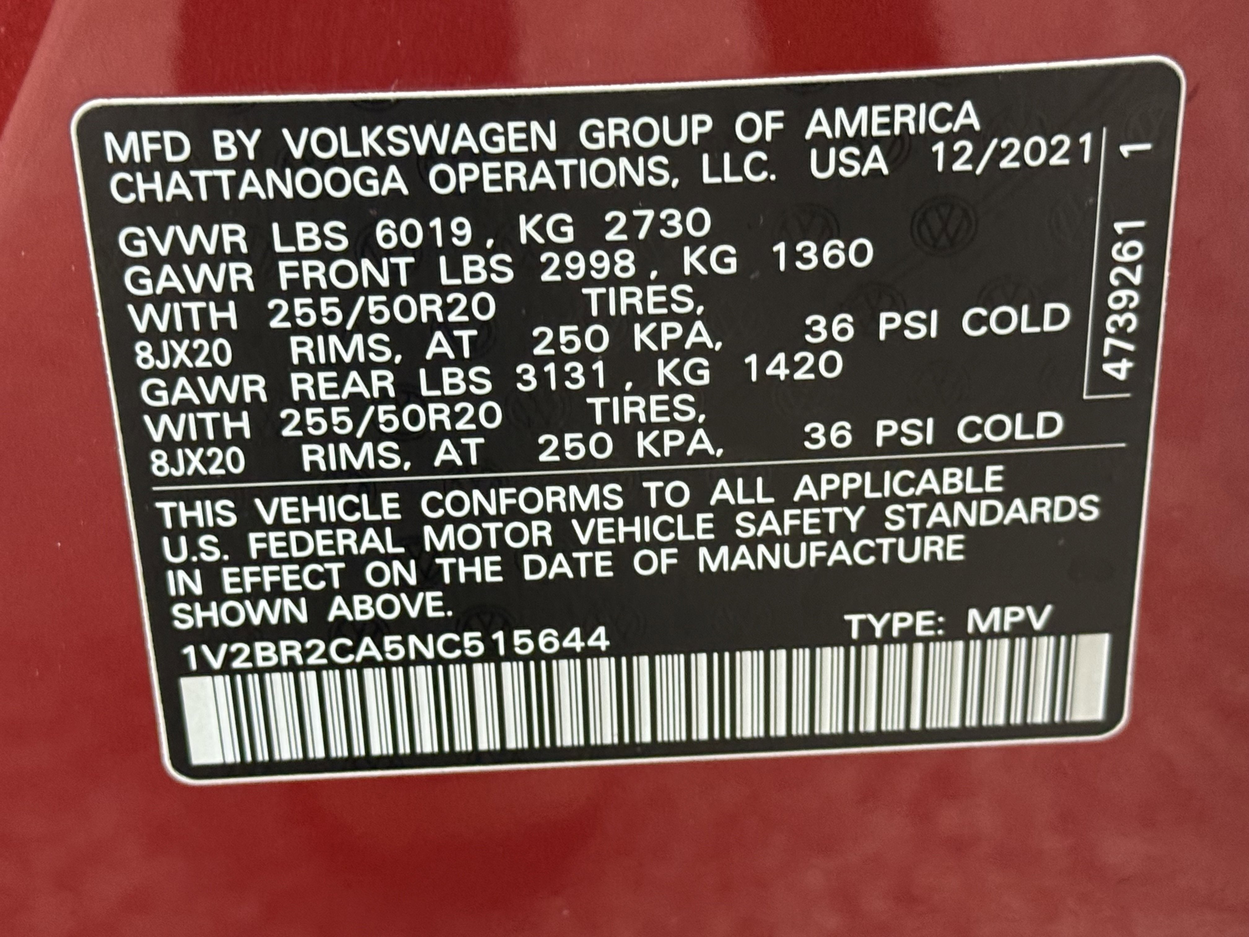 2022 Volkswagen Atlas 3.6L V6 SEL