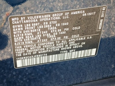 2018 Volkswagen Atlas 3.6L V6 SE