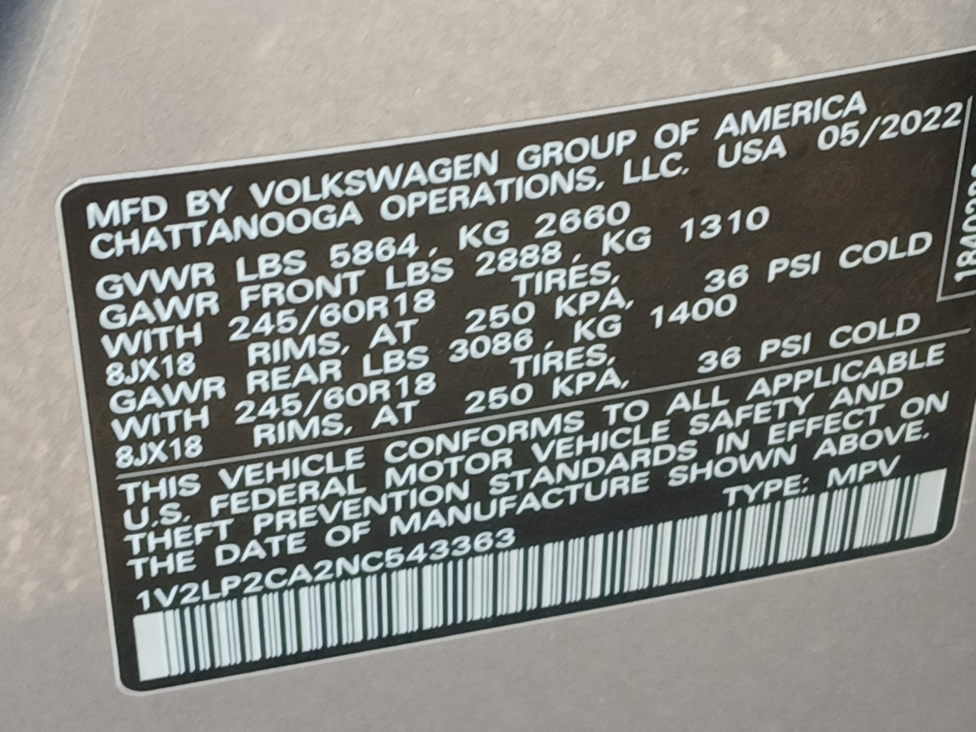 2022 Volkswagen Atlas 2.0T SE