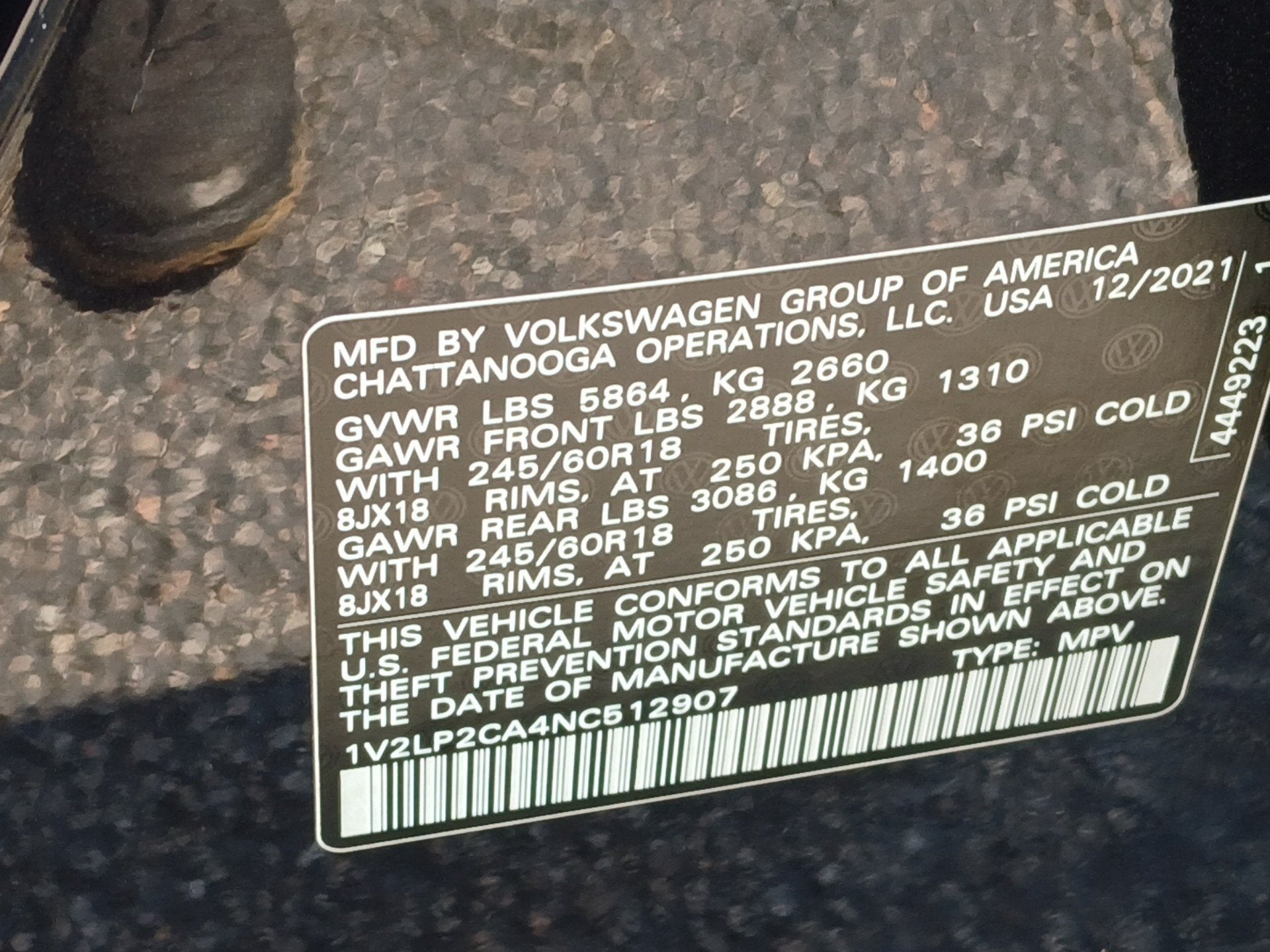 2022 Volkswagen Atlas 2.0T SE