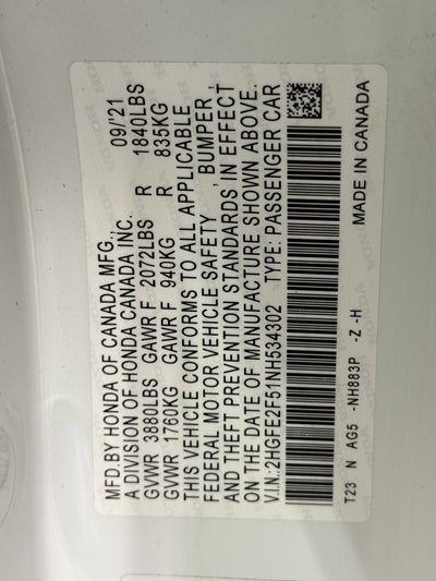 2022 Honda Civic Sedan Sport