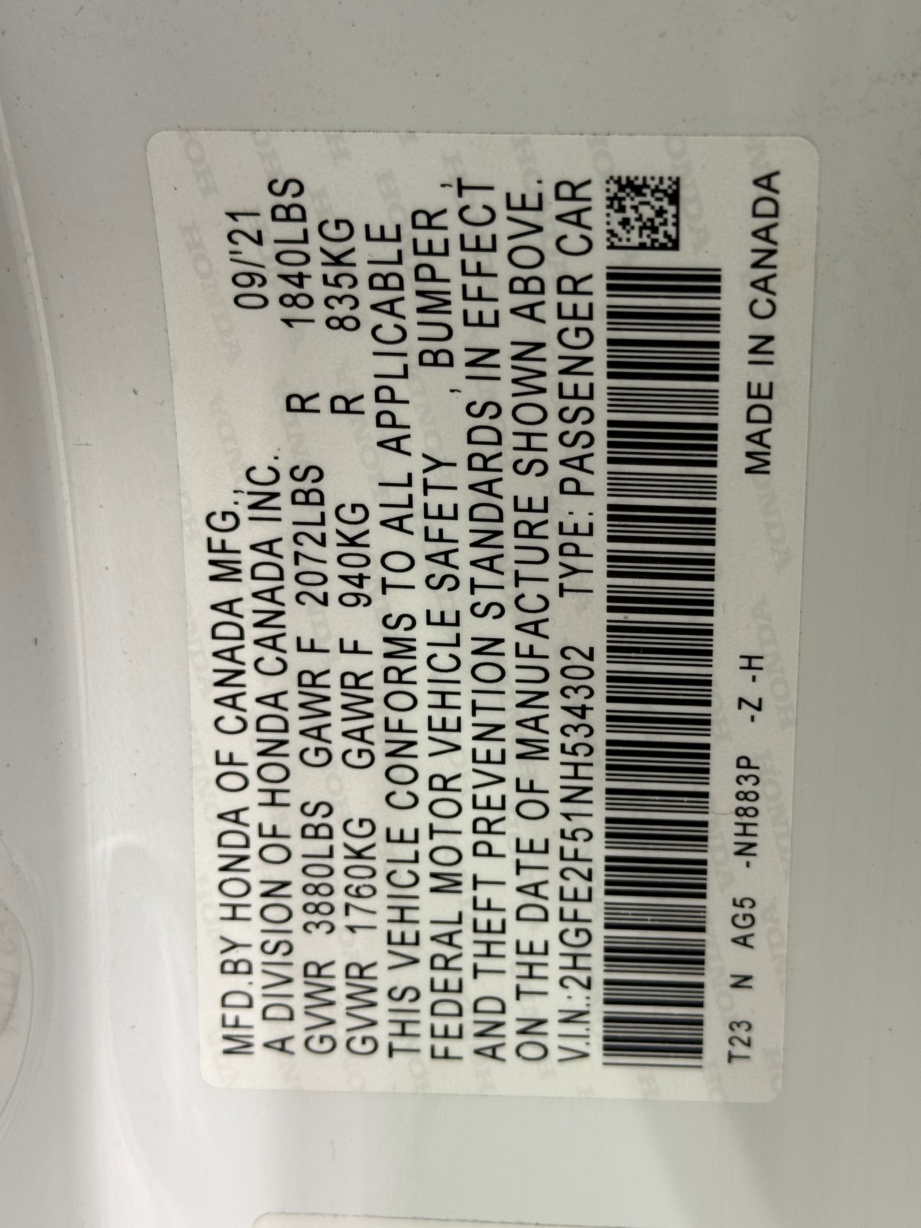 2022 Honda Civic Sedan Sport