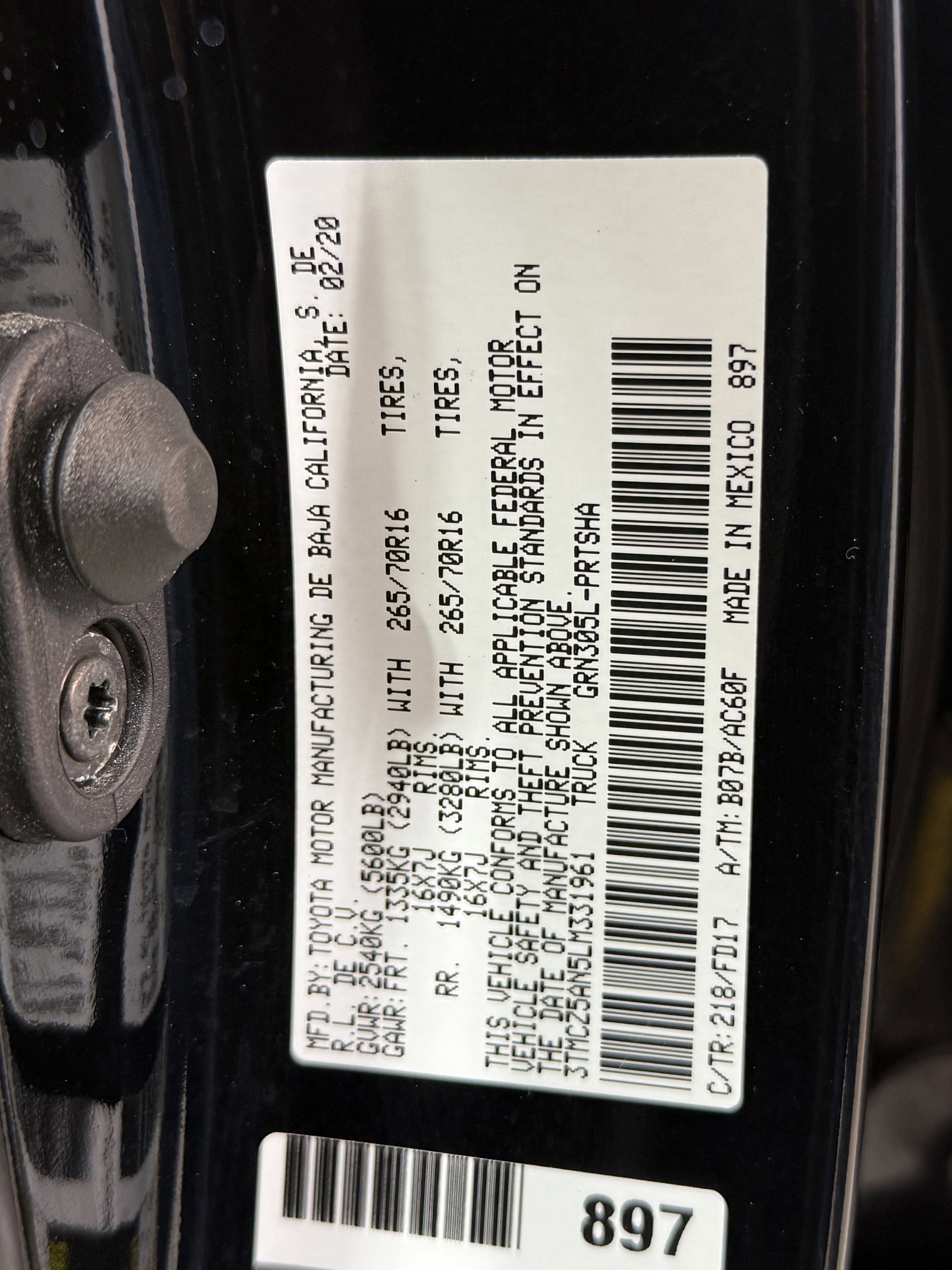 2020 Toyota Tacoma 4WD SR5