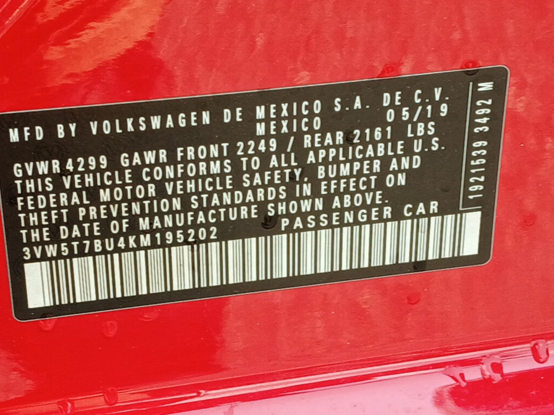 2019 Volkswagen Jetta GLI 2.0T S